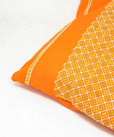 Orange Embroidered Cushion Cover