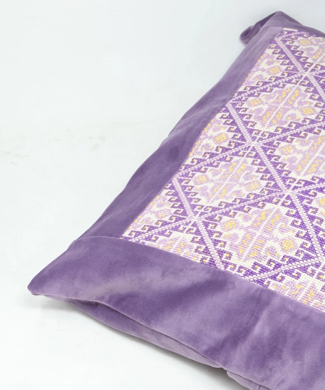 Purple Embroidered Cushion Cover