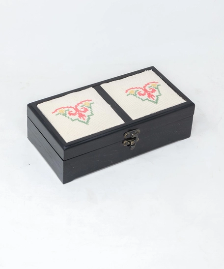 Wooden Box with Multicolor Embroidery 