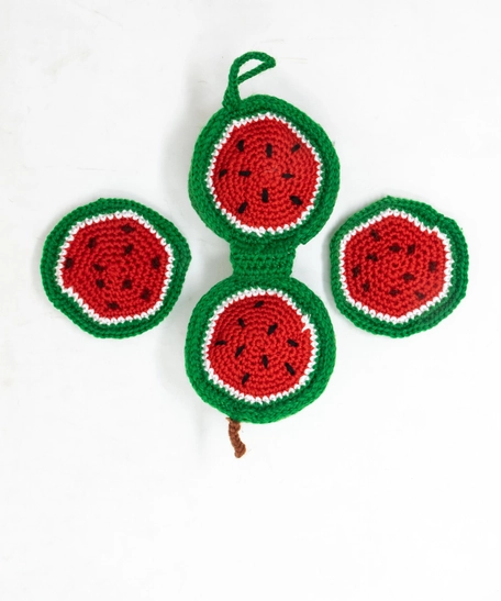 Fruit Crochet Coasters - Watermelon and Orange - Orange