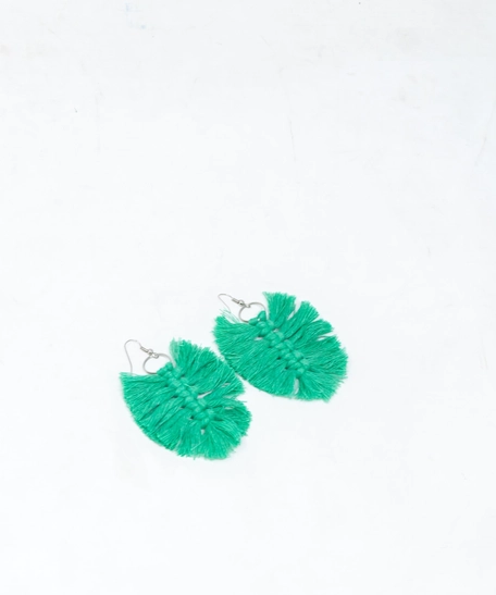 Tassels Macrame Earrings- Green & Gray - Gray