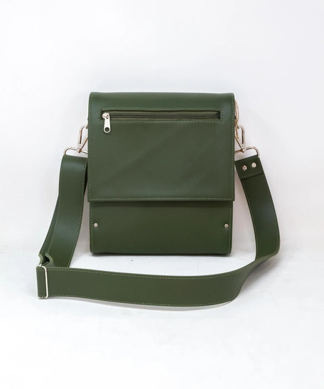 Leather Shoulder Bag - Multicolor - Green