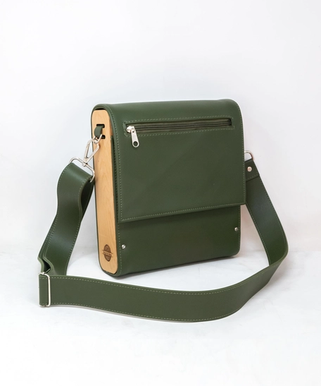 Leather Shoulder Bag - Multicolor - Green