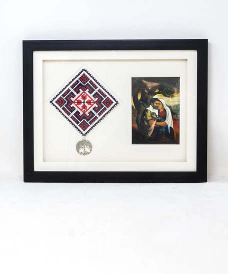 Frame with Palestinian Embroidery and Painting