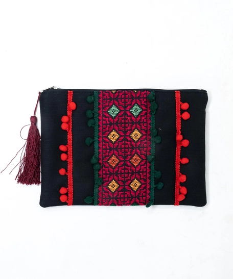 Black Embroidered Clutch - Multi Designs - Design 1