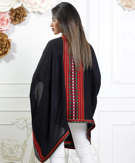 Black Bedouin Cardigan - Red & Green