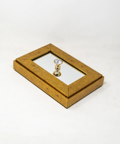 Wooden Tray with Lid - Gold