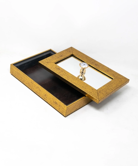 Wooden Tray with Lid - Gold
