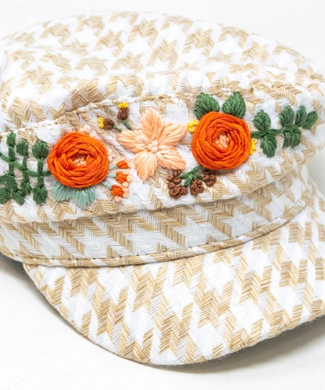 Women Newsboy Cap with Flowers Embroidery