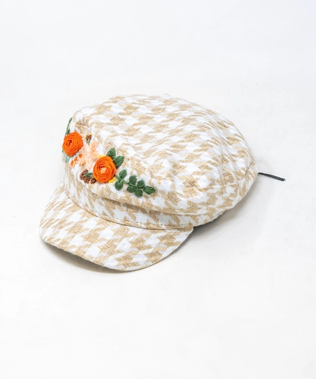 Women Newsboy Cap with Flowers Embroidery