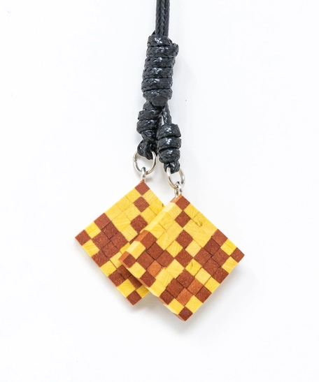 Leather & Wood Necklace - Multi Pattern - Pattern 12