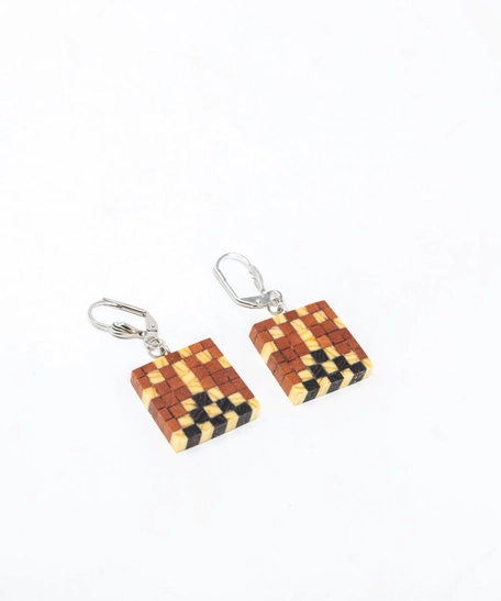 Wooden Necklace & Earrings Set - Multi Pattern - Pattern 2