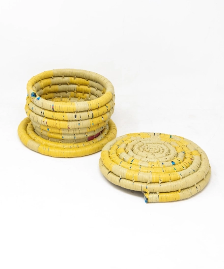 Round Straw Basket with Lid