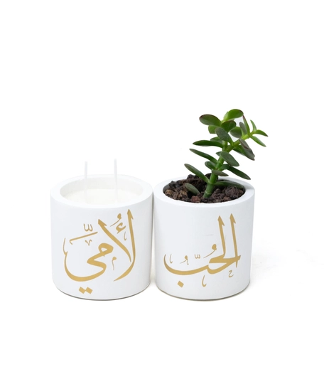 Cement Candle & Plant Pot Set
