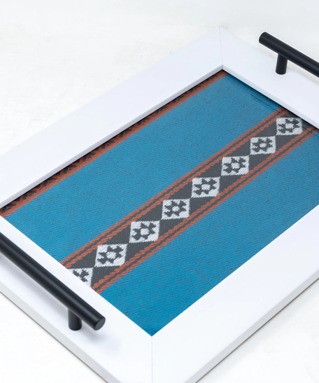 Wooden Tray with Bedouin-Inspired Patterns