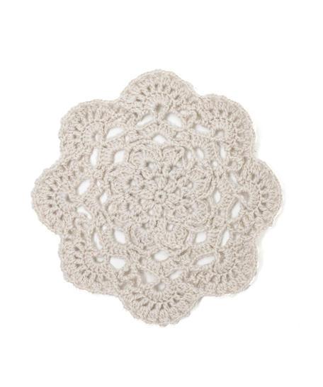 Round Crochet Tablecloth - Multicolor - Beige