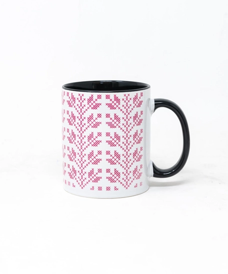 White Mug - Pink Embroidery