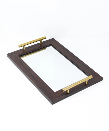 Wood Mirror Tray - Multicolor - White & Black