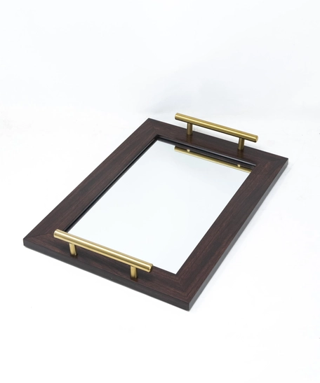 Wood Mirror Tray - Multicolor - White & Black