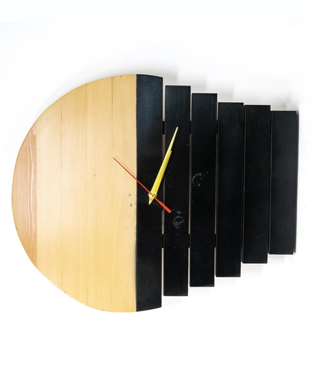 Wooden Wall Clock - Black and Brown