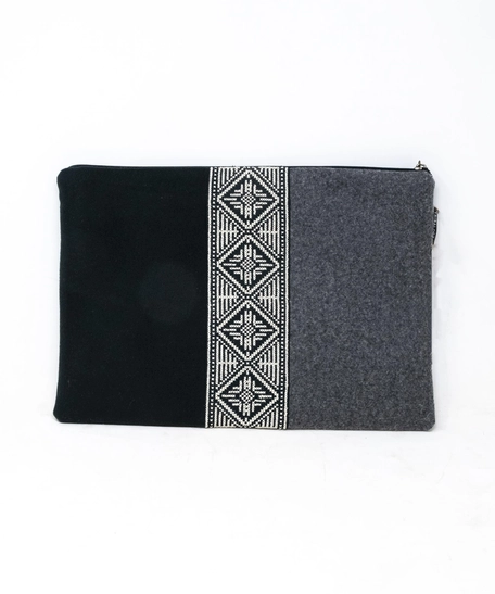 Embroidered Laptop Sleeve - Black & Grey - 13 Inch