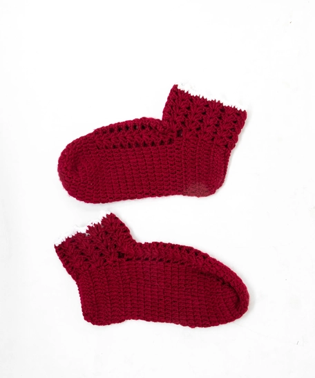 Crochet Slippers - Red & White