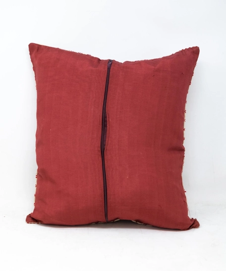 Red Embroidered Cushion Cover - Multi Pattern - Pattern 2 (Black)