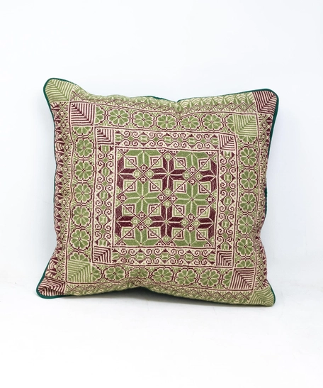 Embroidered Cushion Cover - Multicolor - Brown