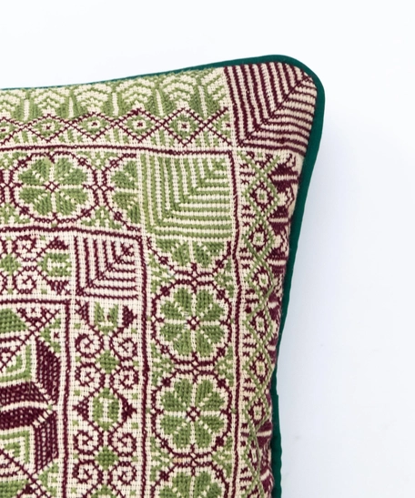 Embroidered Cushion Cover - Multicolor - Brown