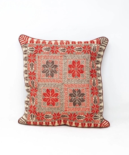 Embroidered Cushion Cover - Multicolor - Brown