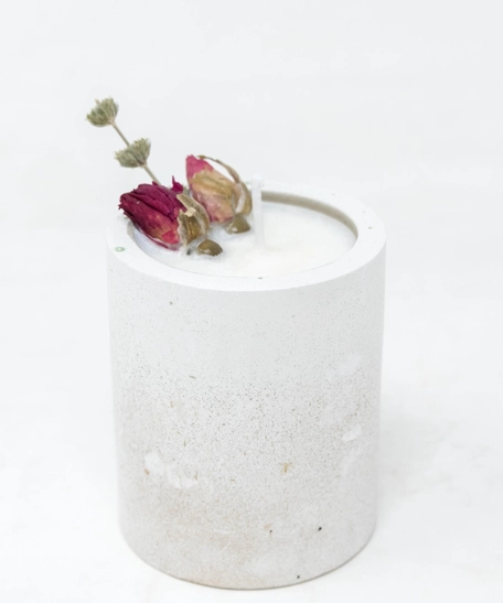 Cylindrical Concrete Candle - Lavender 