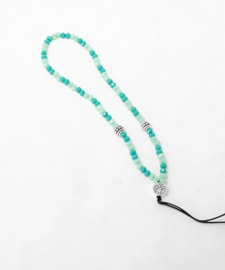 Beaded Phone Charm - Turquoise & Sky Blue