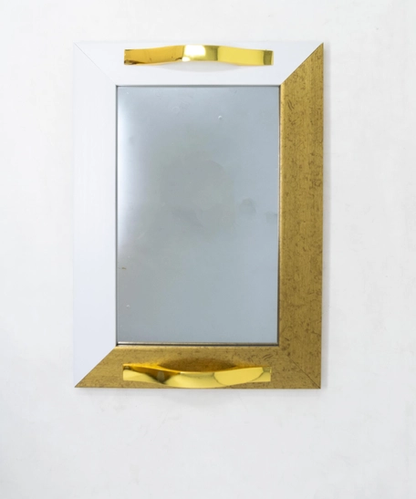 Mirror Tray with Colored Frame - Multicolors - Gold & White