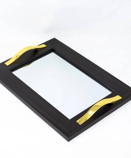 Mirror Tray with Colored Frame - Multicolors - Gold & White