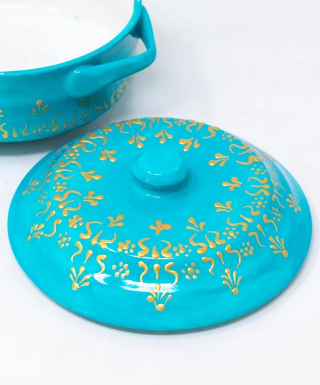 Turquoise Porcelain Bowl with Lid