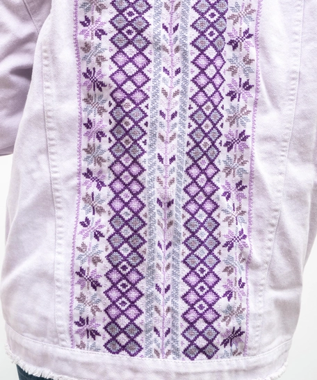 Oversized Lavender Denim Jacket - Embroidered Back