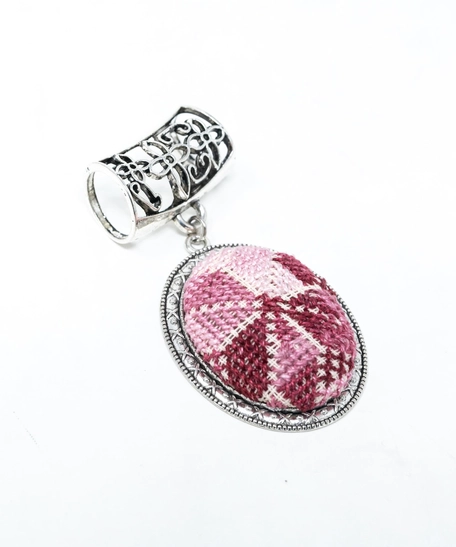 Embroidered Scarf Pendant - Shades of Pink