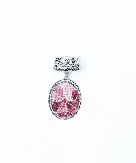 Embroidered Scarf Pendant - Shades of Pink