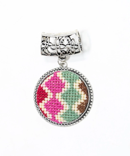 Scarf Pendant with Geometrical Embroidery Patterns