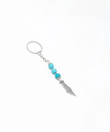 Palestine Map Beaded Keychain -Different Colors - Turquoise