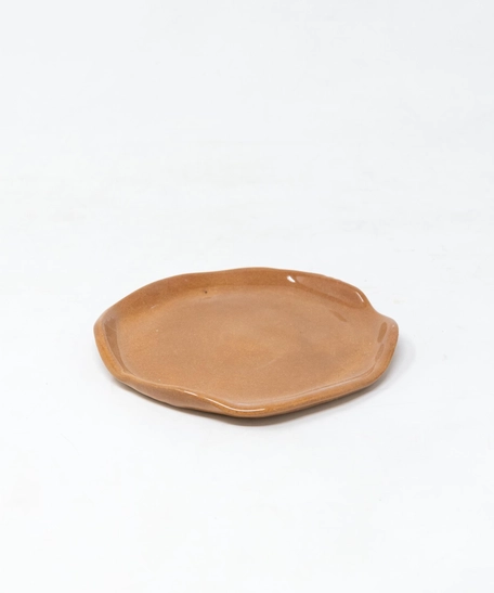 Brown Pottery Cup & Saucer Set