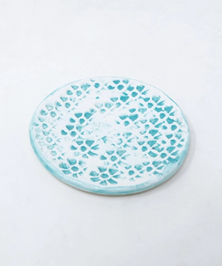 Floral Pottery Coaster - Different Colors - Baby Blue