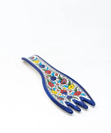 Fork Shaped Ceramic Plate  - Blue