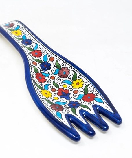 Fork Shaped Ceramic Plate  - Blue