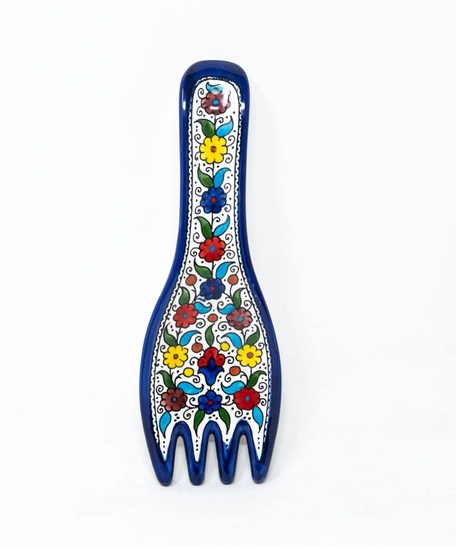 Fork Shaped Ceramic Plate  - Blue