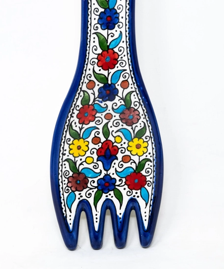 Fork Shaped Ceramic Plate  - Blue