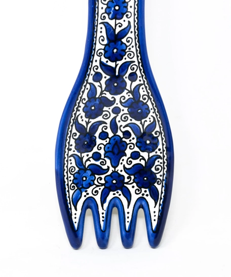 Fork Shaped Ceramic Plate  - Blue