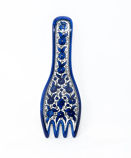 Fork Shaped Ceramic Plate  - Blue