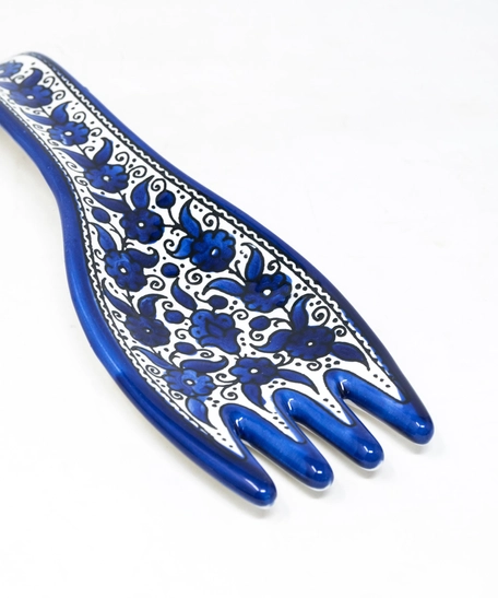 Fork Shaped Ceramic Plate  - Blue