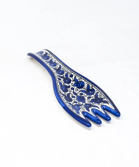 Fork Shaped Ceramic Plate  - Blue